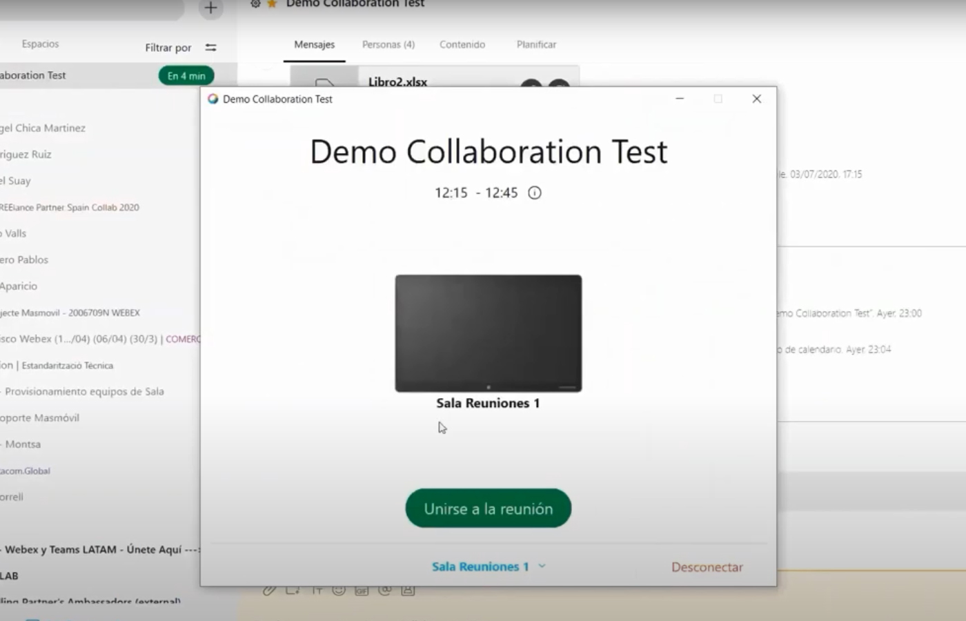 Llamar-Unirse. Reunión Desde Equipos Cisco Webex